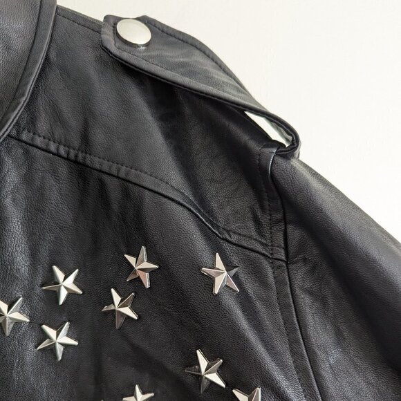 Moto faux leather jacket with star studs - Picture 7 of 9